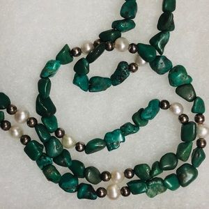 Carolyn pollack turquoise pearl sterling necklace